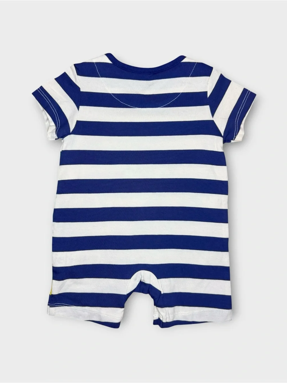 Mini Boden Crocodile Applique White & Blue Striped Romper